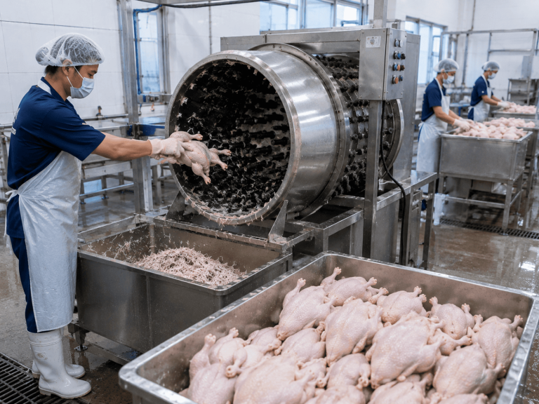 perontokan bulu ayam dengan mesin