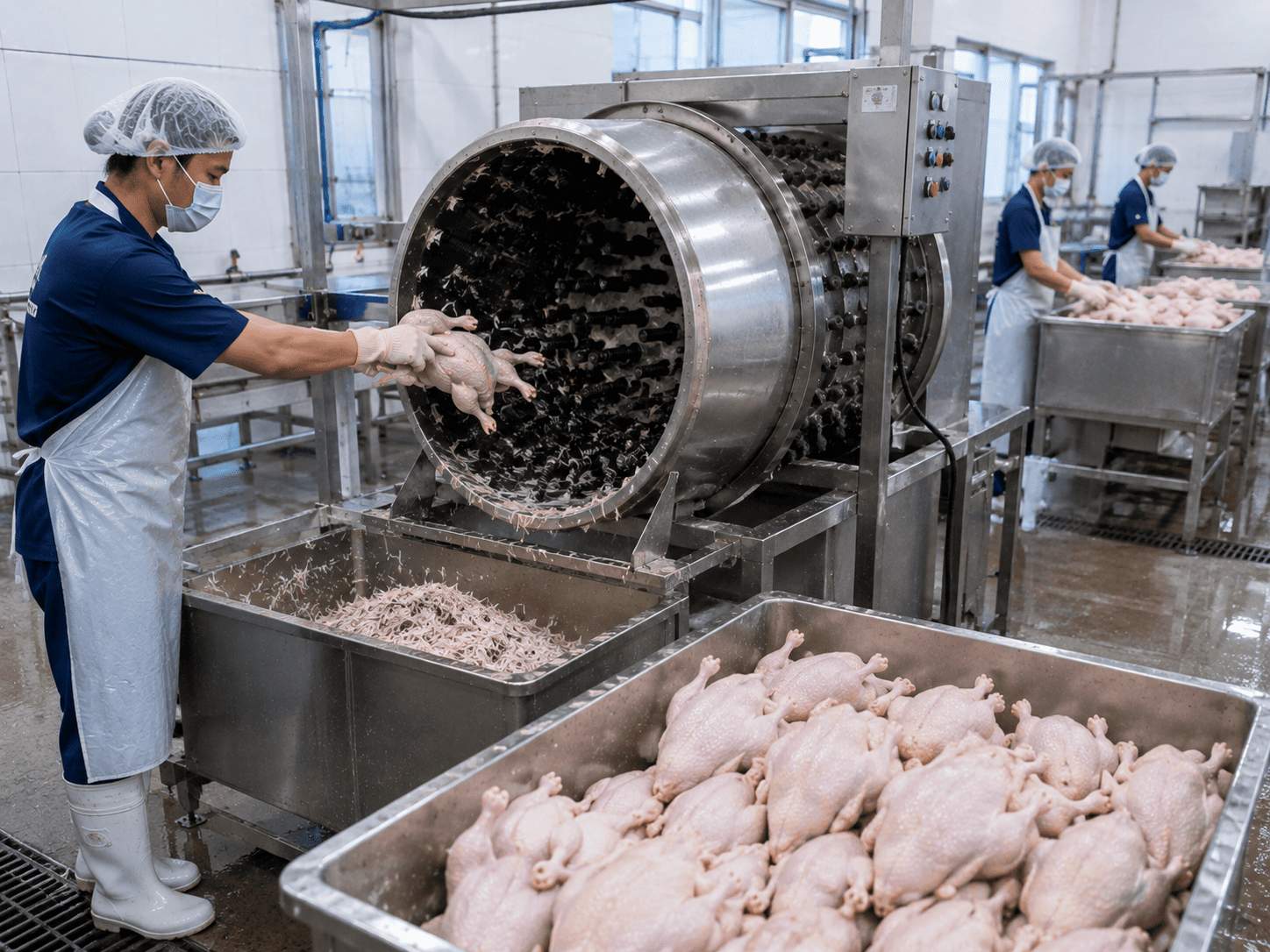 perontokan bulu ayam dengan mesin